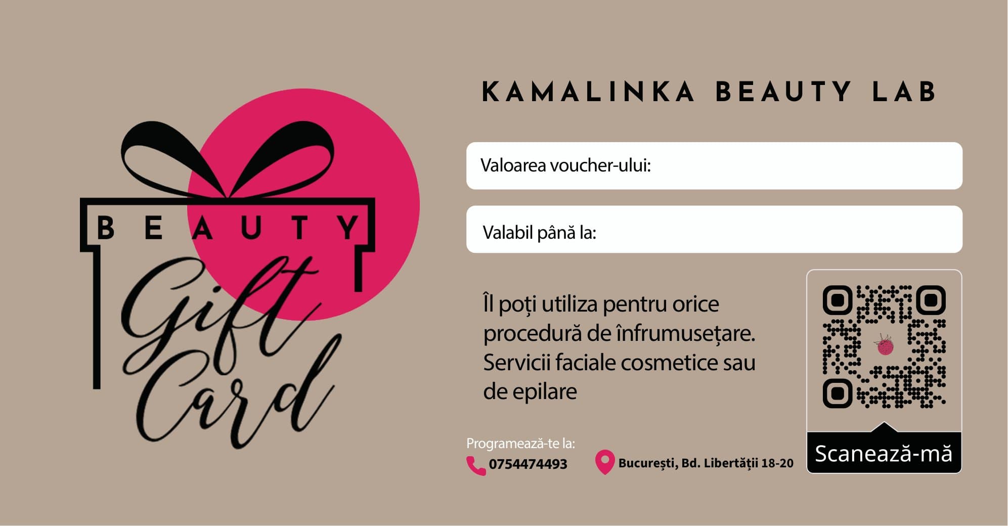 Voucherul cadou Kamalinka Beauty Lab